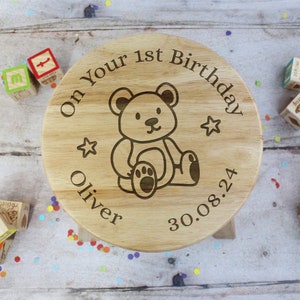 First Birthday Gift, Child’s Wooden Stool, On Your 1st Birthday Chair Personalised with Name & Date, One Year Old Baby Girl / Boy Gif