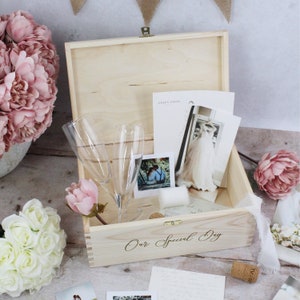 Personalised Wooden Wedding Memory Box With Mr and Mrs, Couples Names ...