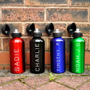 Personalised Name Kids Water Bottle, 650ml Engraved Aluminium Drinks Bottle with Spout & Cap for Girls Boys, Sippy Cups, Drinks Bottle