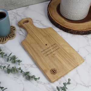 Personalised Home Paddle Chopping Board, Wooden Family Name Board, Moving House, New Home Gift, Housewarming Gifts, Home Sweet Home Cutting Board