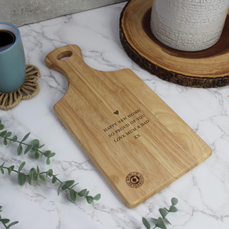 Personalised Home Paddle Chopping Board, Wooden Family Name Board, Moving House, New Home Gift, Housewarming Gifts, Home Sweet Home Cutting Board