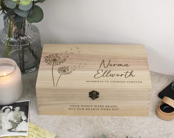 Wooden Memorial Box, Personalised Remembrance Box, Bereavement Sympathy Gift, Wooden Memory Box, In Loving Memory Storage Trinket in 6 Sizes
