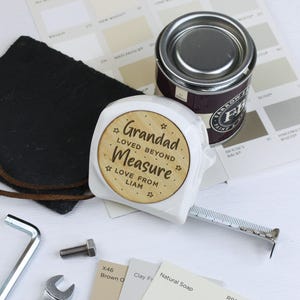 Grandad Father's Day Gift Personalised 5M Tape Measure, Practical Christmas Gift for Grandad, 'Loved Beyond Measure' DIY Grandad Tool Gift
