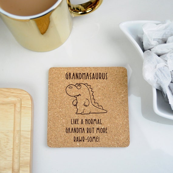 Cute Gift for Grandma Nannysaurus Grannysaurus Grandmother Granny Dinosaur Coaster Square Slate Funny Gift Nana Mothers Day Gift