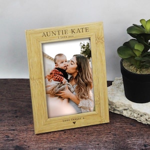 Regalo "Te amo tía", marco de fotos de madera personalizado, regalo de cumpleaños para tía, marco de fotos para tía, regalo para tía nueva de 4x6