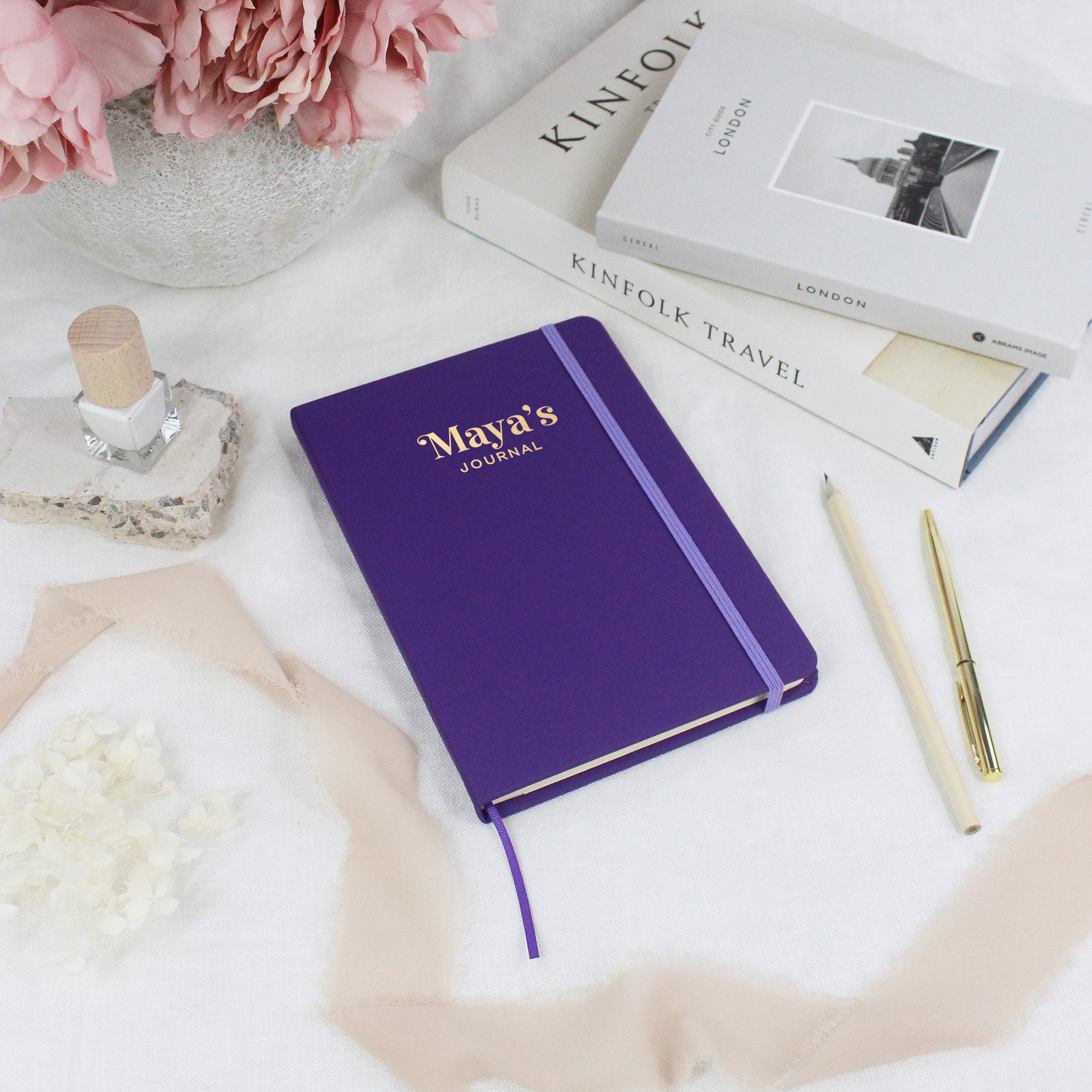 Personalised Journal Notebook, Soft Touch Hardback A5 Lined Journal Any Name, Travel Dream Journal, To Do List, 2024 Planner Stationery