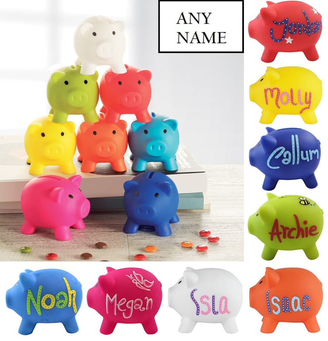 Hand Drawn Personalised Children's Piggy Bank Customized Money Box