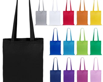 Plain Coloured Cotton Shopping Tote Shoulder Bags Available in 14 Colours, 4OZ Cotton  Decorating, Screen Printing, HTV Heat Transfer Vinyl