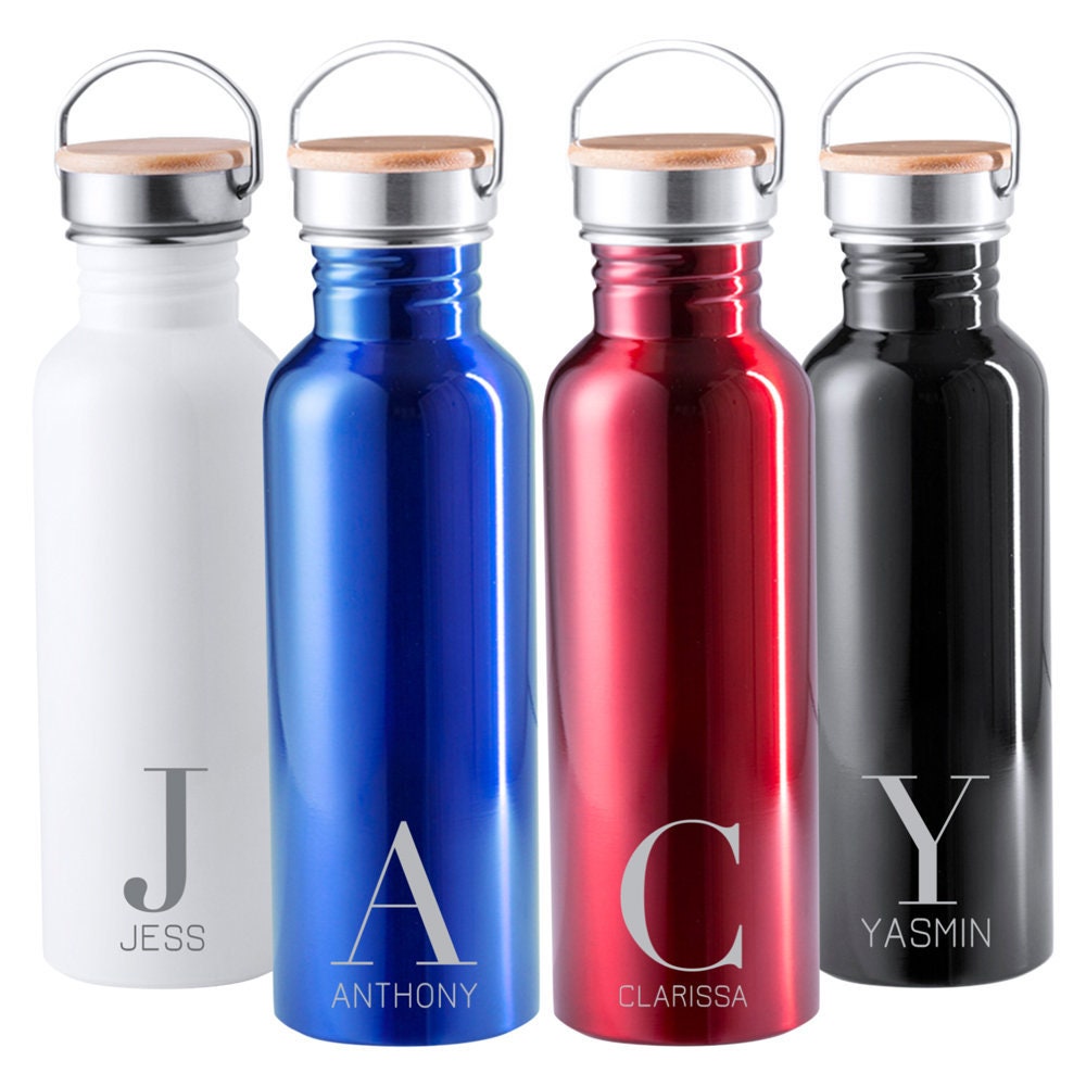 Personalised Metal Water Bottle With Wooden Lid 800ml BPA Etsy UK
