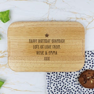 Personalised Grandad's Tea & Biscuits Board with Coffee Mug Option, Wood Treat Board, Father's Day, Birthday Gifts for Grandpa, Dad