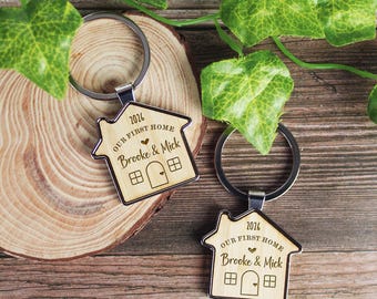 Our First Home Couples Keyring, Personalised House Warming Key Chain, Set of 2  Moving House Gift, New Home Keyrings, His & Hers Homeowner