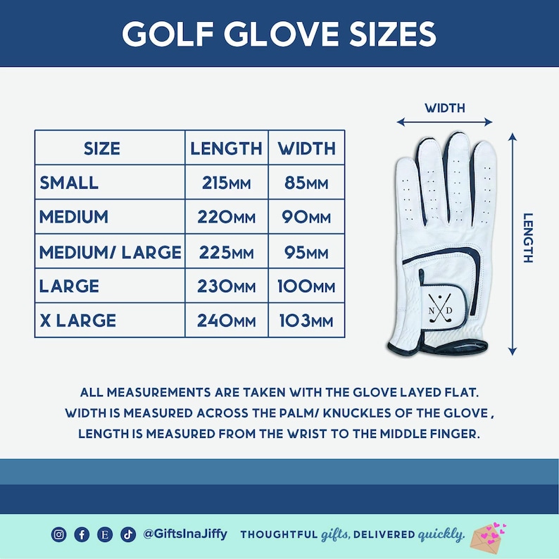 Personalisierter Herren-Golfhandschuh aus Leder mit Initialen, monogrammiertes Golfzubehör, Linkshänder-Golfhandschuh, 5 Größen (S-XL), Golfgeschenk für ihn Bild 3