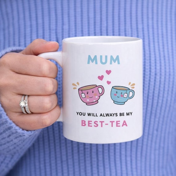 Personalised Mum Mug, Best Tea Mug for Mum, Mother’s Day Gift, Custom Tea Lover Mug, Cute Illustrated Coffee Cup, Thoughtful Mother’s Day