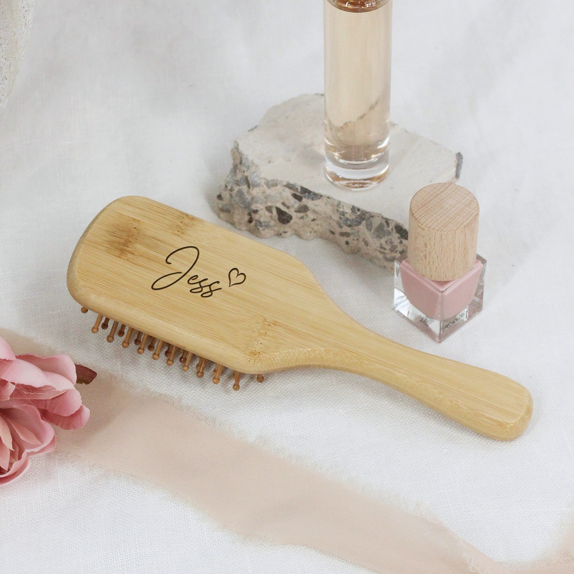 Personalised Hair Brush Name & Heart Wooden Paddle Hairbrush Eco Hair — free download