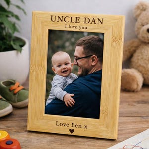 Regalo para tío, te quiero, marco de fotos de madera personalizado, regalo de cumpleaños para tío, hermano, cuñado, marco de fotos, regalo para nuevo tío de 4x6