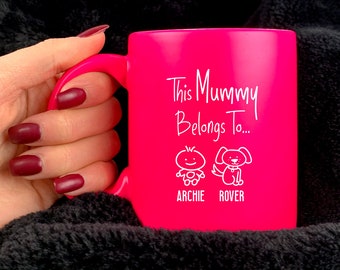 This Mum Belongs To Personalised Mother's Day Mug, Mummy Mothers Day Gift, This MUMMY BELONGS TO Mug, Family Hand Drawn Character Mug Gift