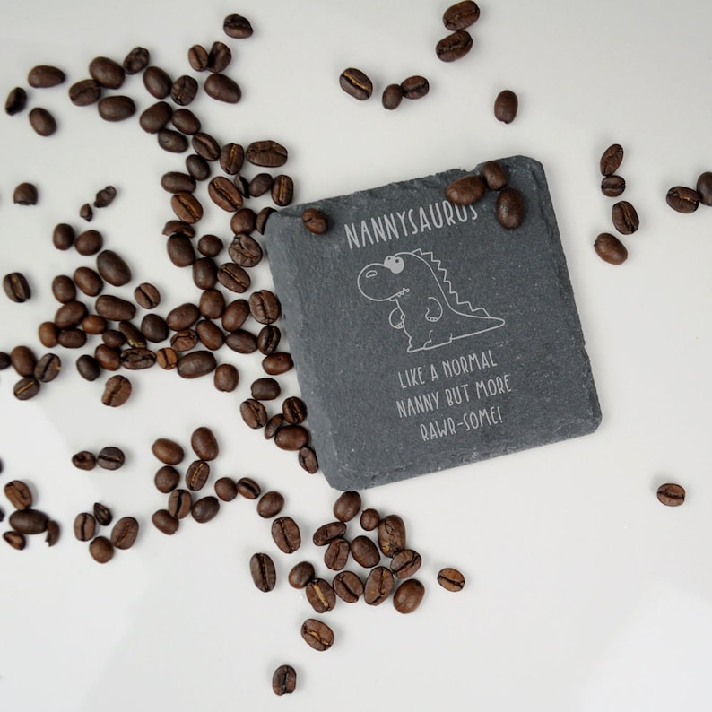 Cute Gift for Grandma Nannysaurus Grannysaurus Grandmother Granny Dinosaur Coaster Square Slate Funny Gift Nana Mothers Day Gift