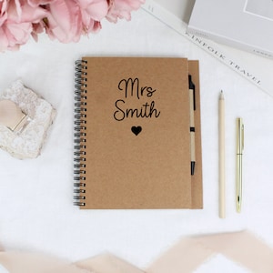 Caderno e caneta com forro espiral personalizado, presente de agradecimento ao professor, planejador de aula A5 forrado, bloco de notas de papelão reciclado, presentes estacionários