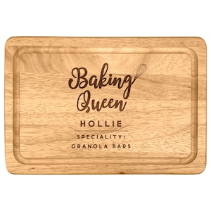 Personalised Wooden Chopping Board, 'Baking Queen' Cutting / Serving Board, Mother's Day Gift Cake Stand, Cooking Kitchen Gifts for Her Mum image 8