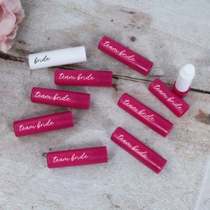Team Bride Lip Balm, Pink & White Themed Hen Do, Hen Party Favours, Bachelorette Accessories, Bridal Party Bag Filler, Lip Balm Bride to Be