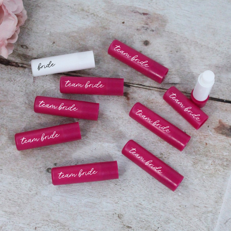 Team Bride Lip Balm, Pink & White Themed Hen Do, Hen Party Favours, Bachelorette Accessories, Bridal Party Bag Filler, Lip Balm Bride to Be