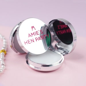 Hen Party Lip Balm with Mirror, Personalised Silver Vanilla Scented, Hen Party Bag Favours, Bridal Gift for Hen Do, Bride Tribe Favours