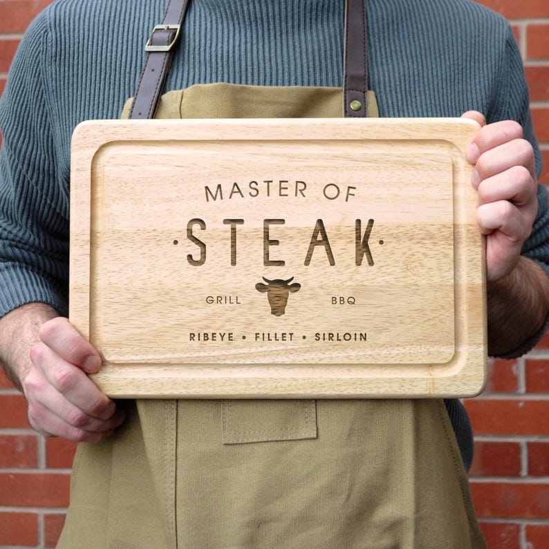 Personalised Master of Steak Cutting Board, Engraved Acacia Wood BBQ Board, Gift for Dad, Grill Master Gift, Custom Chopping Board for Him image 13