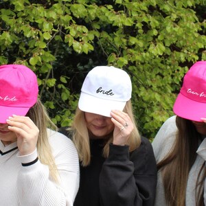 Team Bride Pink & White Hats, Hen Party Favours, Maid of Honour, Bridesmaids Gifts, White Bride Cap, Hen Party Accessory, Destination Hen Do