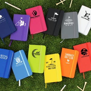 Carnet de notes de golf avec logo, cadeaux de golf pour lui, carnet de scores de golf, carnet de scores de club de golf A6 relié, cadeau d'achat en gros, cadeau pour golfeur, logo d'entreprise