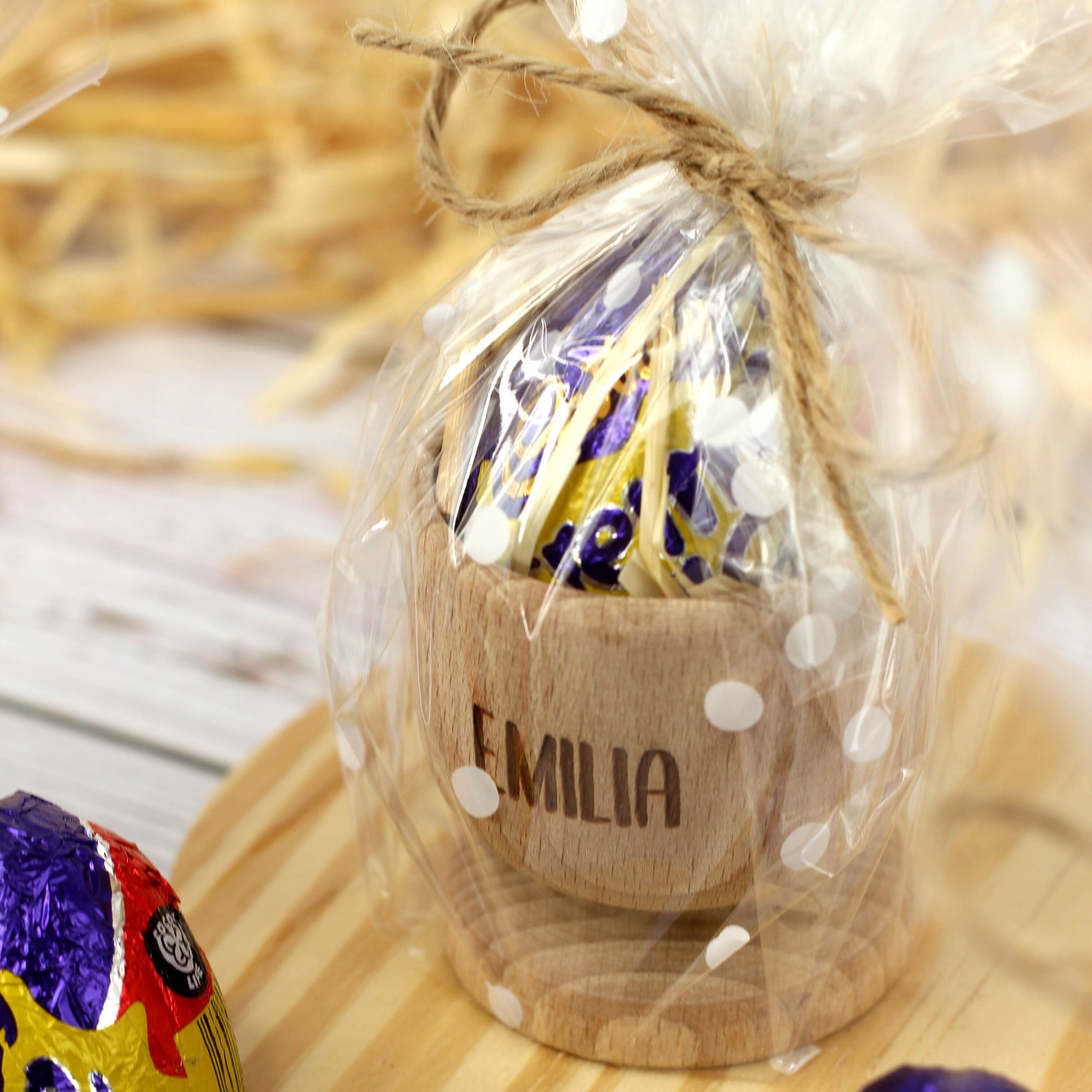 Personalised Egg Cup, Engraved Wooden Egg Cup, Easter Gift for Kids, Dippy Egg Holder, Unicorn, Dinosaur, Solider, Bunny Rabbit, Chick