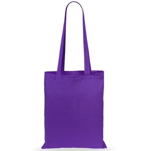 Plain Coloured Cotton Shopping Tote Shoulder Bags Available in 14 Colours, 4OZ Cotton Decorating, Screen Printing, HTV Heat Transfer Vinyl Purple