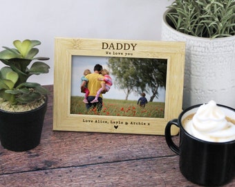 Papà ti amo, regalo Cornice portafoto in legno personalizzata, regalo per la festa del papà, per patrigno, nonno, papà, compleanno di papà, regalo personalizzato per il nuovo papà