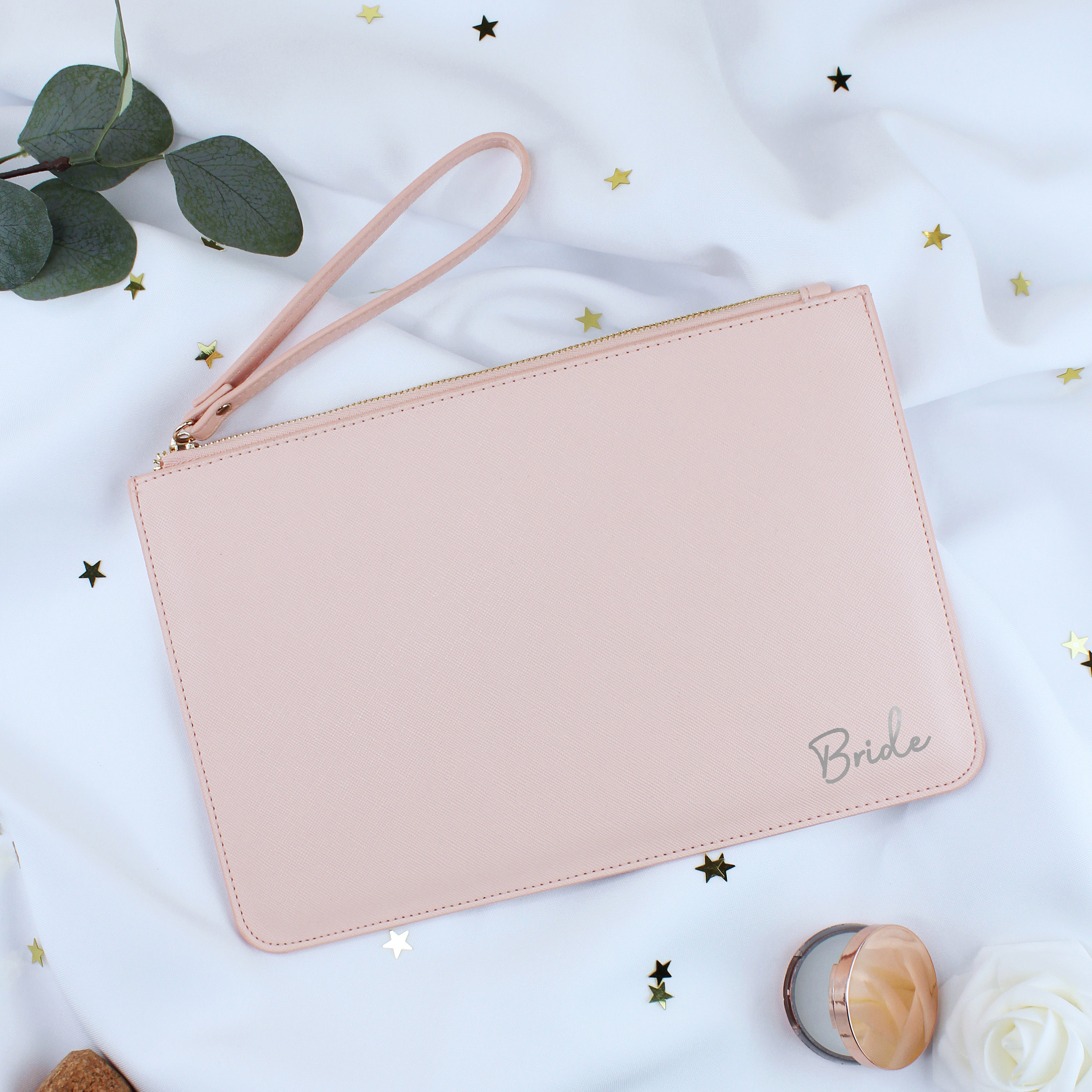 Bride Clutch Bag, Wedding Day Wristlet Personalised With the Word Bride ...