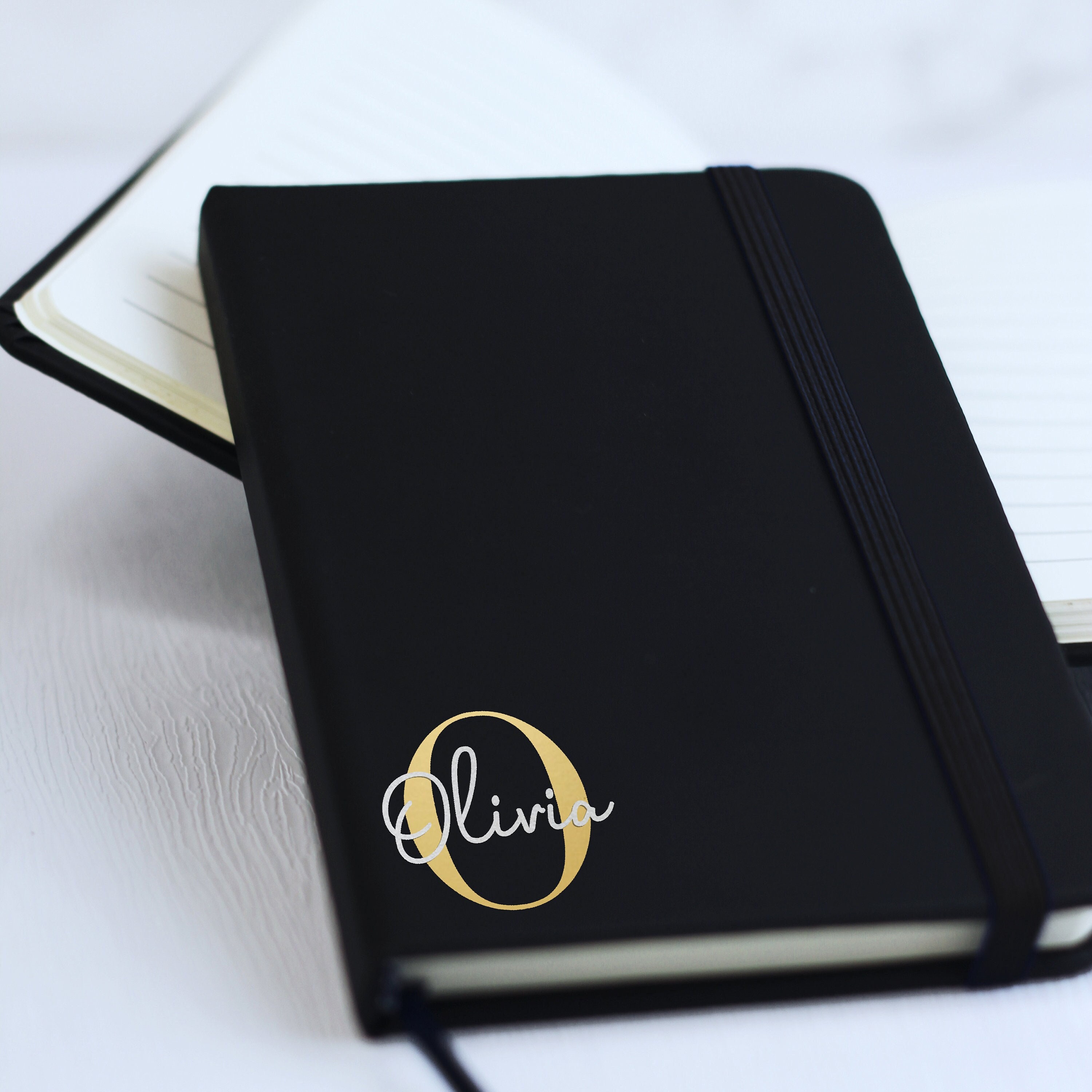 Personalized Notebook for Men, Black Journal No Lines, Initial