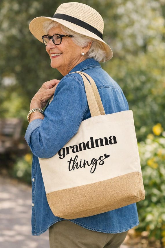 Grandma Things Tote Bag, Grandma Mother's Day Gift, Personalised Grandma Tote Bag, Birthday Gift for Granny, From Grandchildren, New Grandma