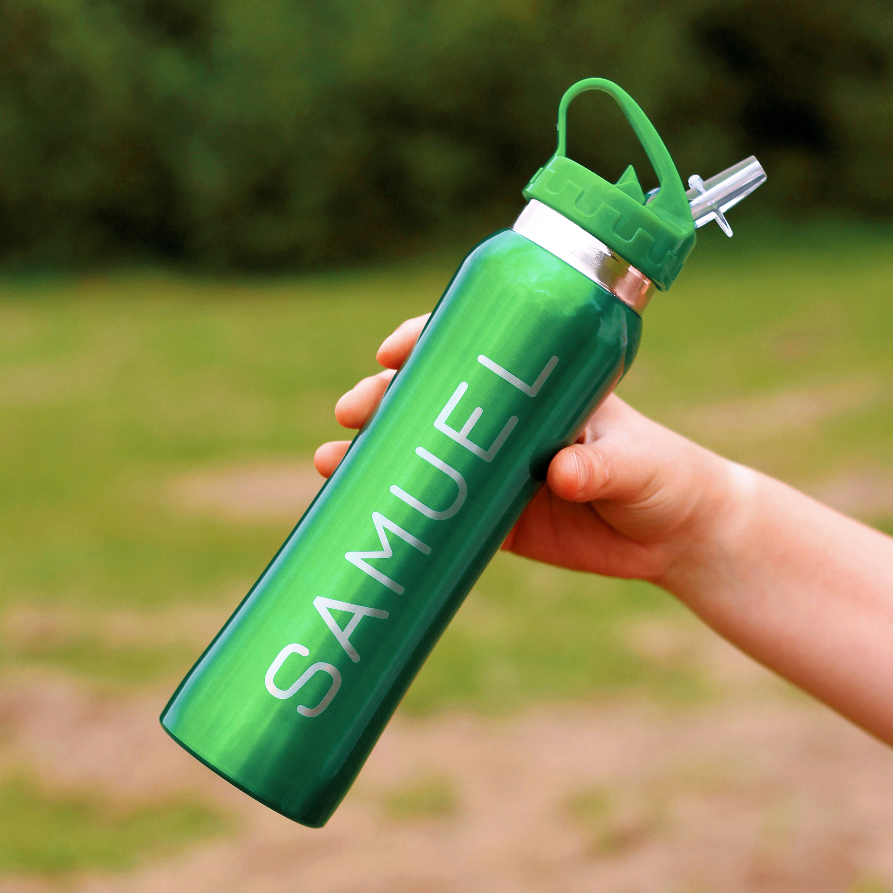 Personalised Name Kids Water Bottles With Straw Handy Flip Top Flask Girls  Boys