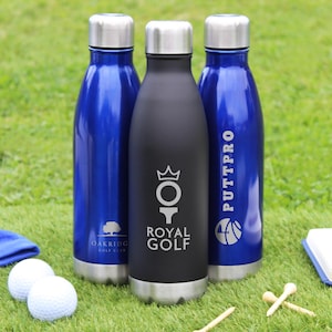 Golf Water Bottle Personalised Engraved Golf Logo, Golf Bottle Tournament Prize, Golf Member Gift, Golf Gift Bulk Buy Your Logo Bottle Award