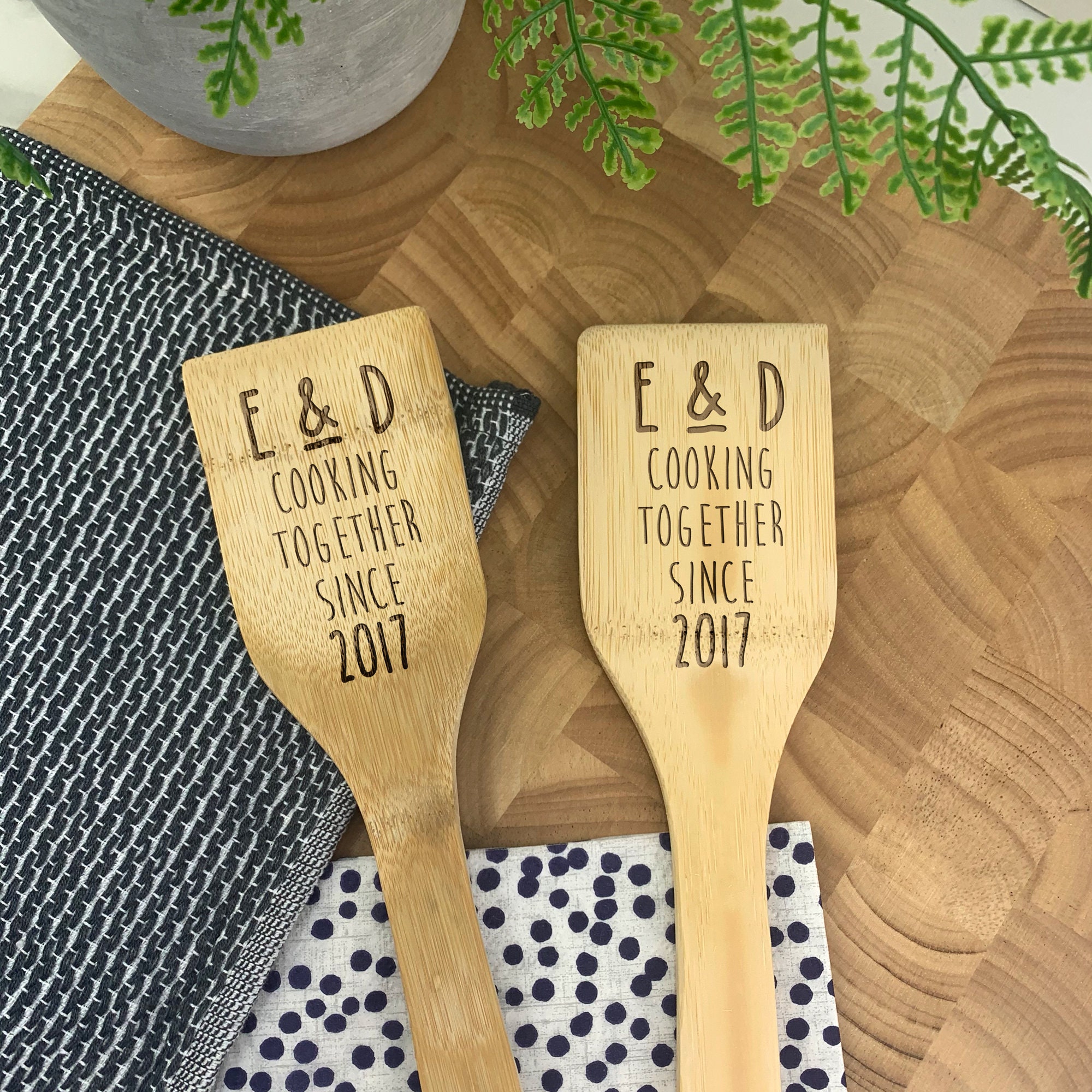 Couple Gifts 2 x Personalised Cooking Together Since Wooden Etsy