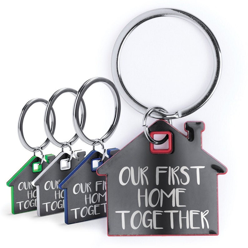 House Shaped Key Ring, New Home, Our First Home Together Metal Keychain ...