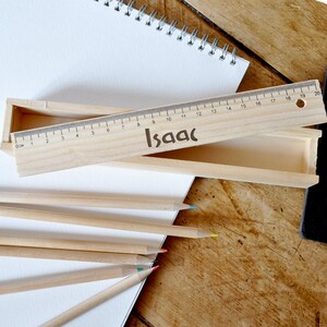 Personalised Pencil Case, Wooden Kids Colouring Stationary, Laser ...