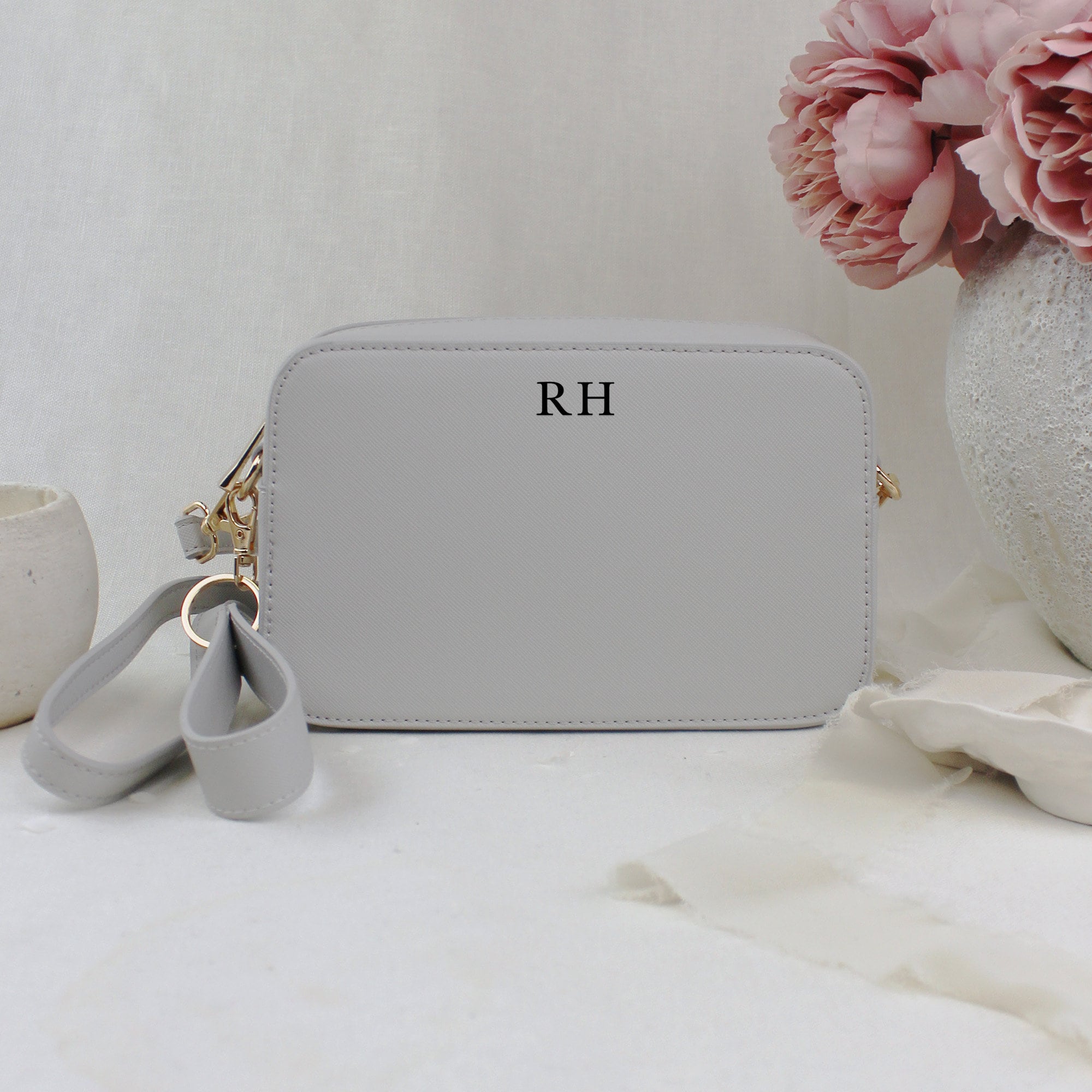 ショルダーバッグ・ポシェット LEATHER SHOULDER BAG WITH MONOGRAM LOGO Crossbody Bags For Women-Custom Personalized Initial
