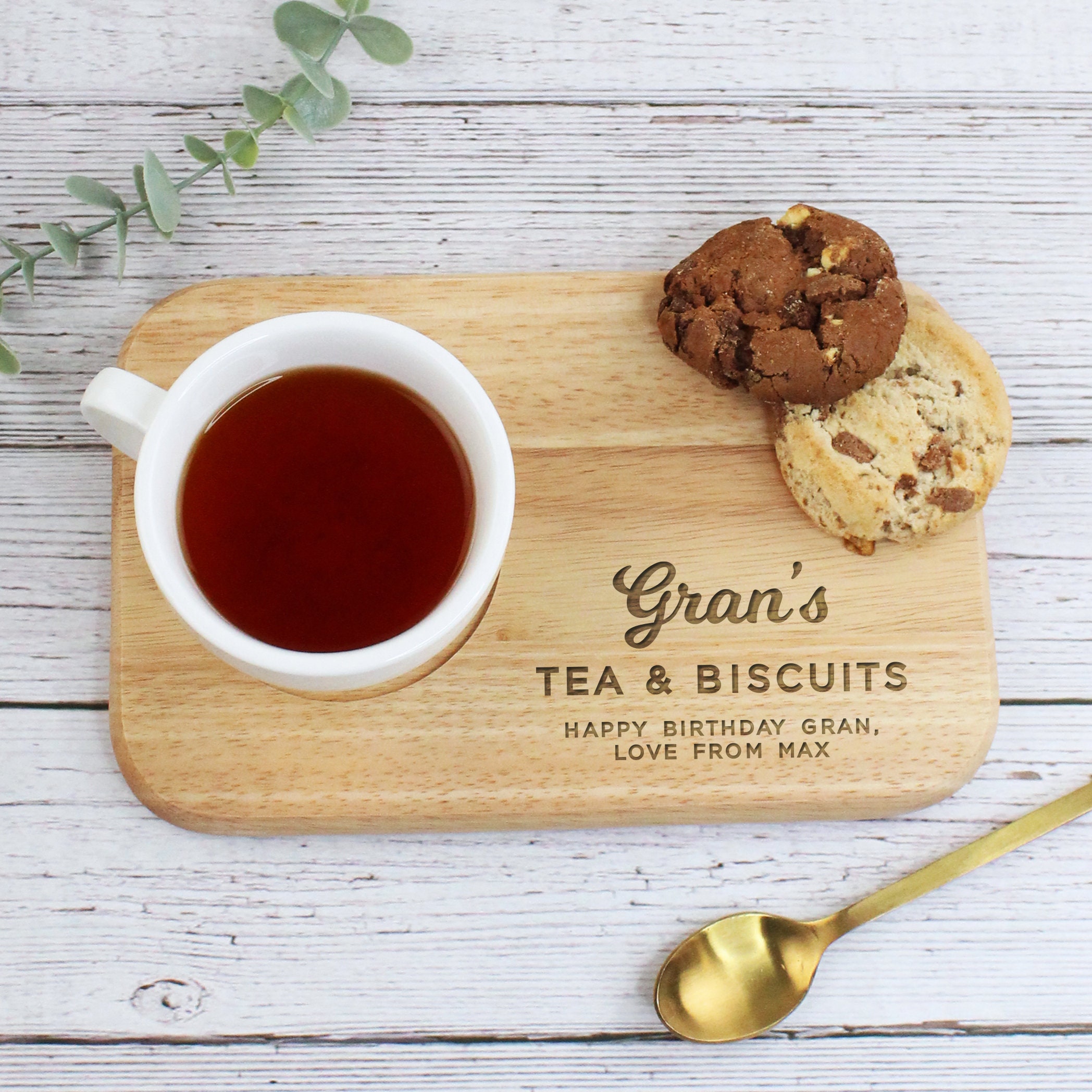Dad&#39;s Tea & Biscuit Board, Engraved Wood Treat Tray, Personalised Christmas Gift for Dad, Daddy, Grandad, Grandpa, Birthday Gifts for Him