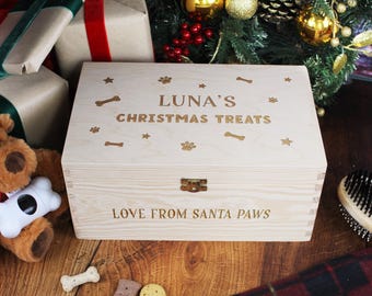 Caja de regalo de Navidad para perros, caja de golosinas y juguetes para perros, caja de golosinas para perros personalizada, caja de regalo de Navidad para mascotas, caja de regalo para perros, Nochebuena para perros