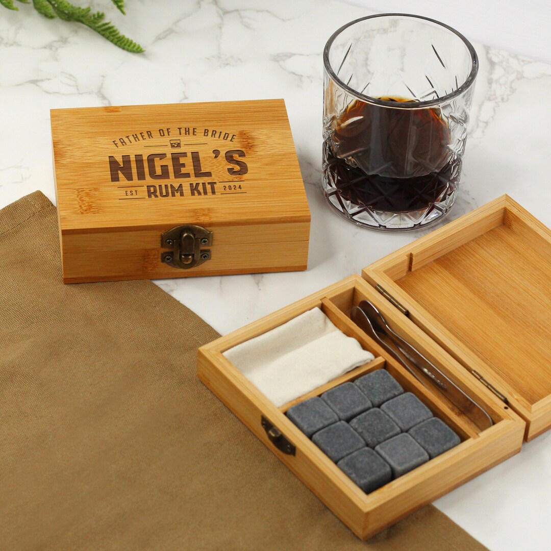 Personalised Rum Kit With Metal Tong, 9 Reusable Ice Cubes, Wedding ...