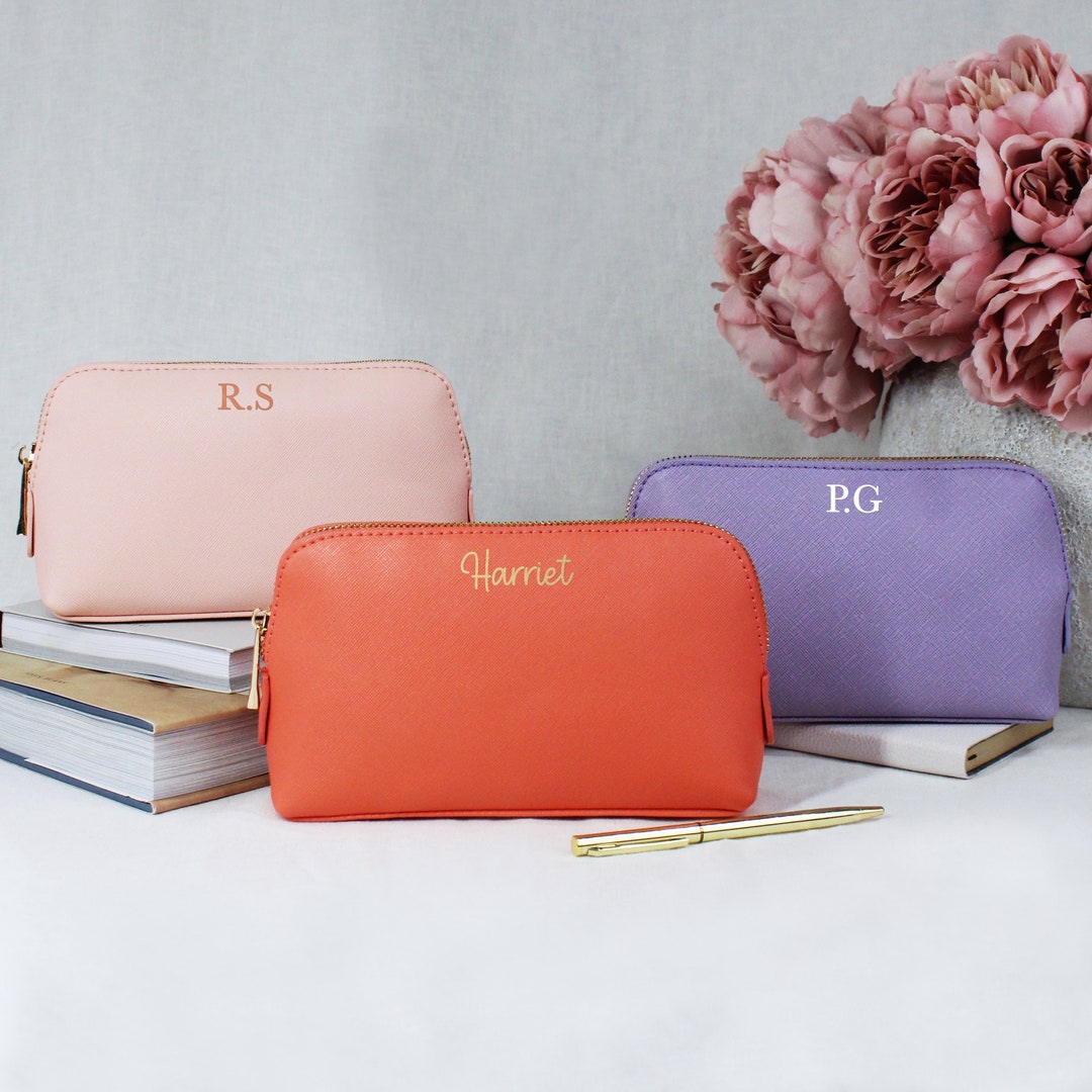 Medium Personalised Pencil Case Back to School Pencil Case for Girls With Initial or Name PU Leather Look Beauty Toiletry Make up Bag - Etsy