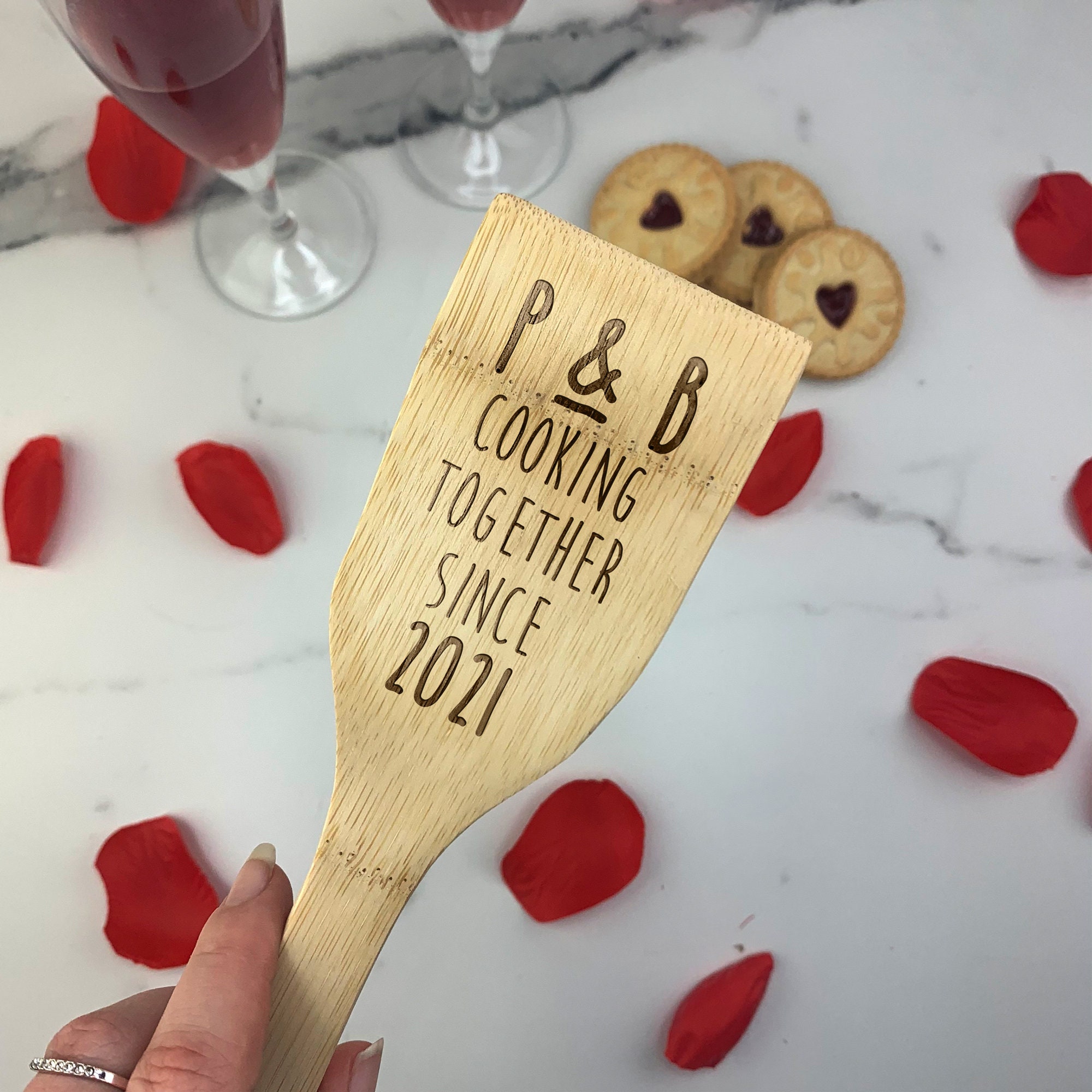 Couple Gifts 2 X Personalised Cooking Together Since Wooden Etsy