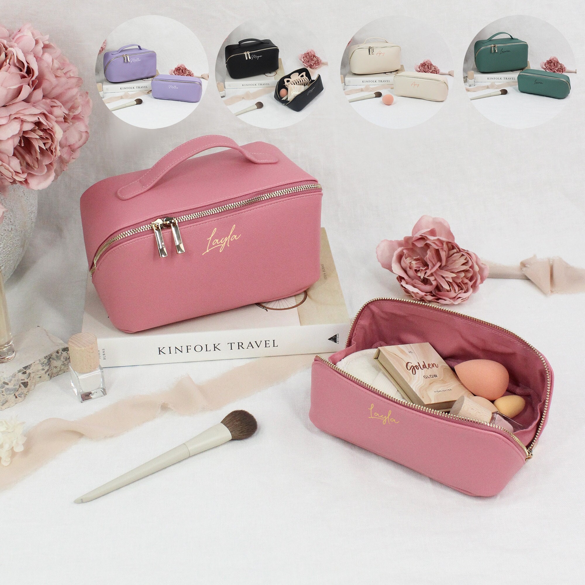 Bridesmaid Make Up Bag, Named Accessory Case, Personalised PU Leather Cosmetic Bag, Maid of Honour Gift, Travel Case, Valentines Day Gift