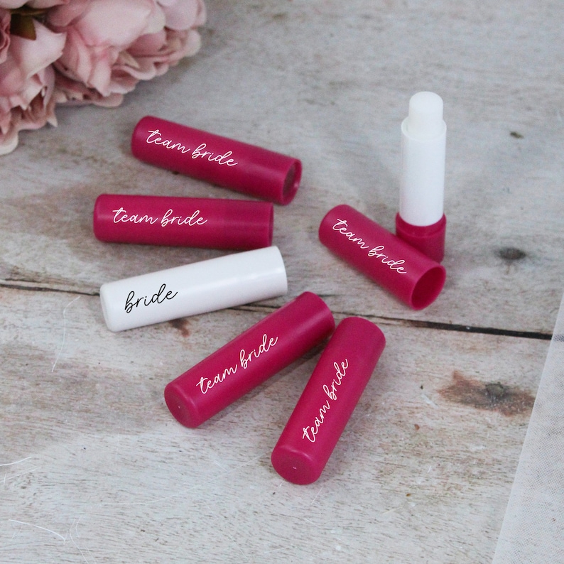 Team Bride Lip Balm, Pink & White Themed Hen Do, Hen Party Favours, Bachelorette Accessories, Bridal Party Bag Filler, Lip Balm Bride to Be