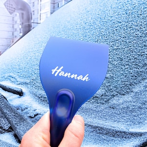 Personalised Blue Ice Scraper, De-Icer for Vehicle, Car Windscreen Windshield Accessory, Window Frost Snow Remover, Glass Ice Scraping Tool