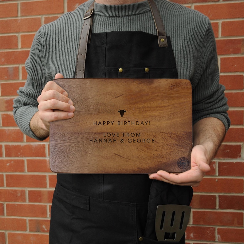 Personalised Master of Steak Cutting Board, Engraved Acacia Wood BBQ Board, Gift for Dad, Grill Master Gift, Custom Chopping Board for Him